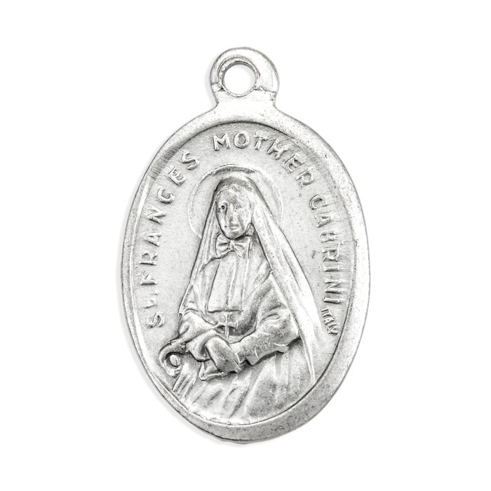 1" Oval Antiqued Silver Oxidized St. Frances Mother Cabrini Medal – The ...
